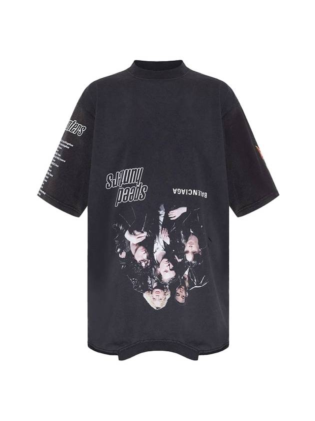 Luxury Balenciaga Trending 2026 Speed Hunter Upside Down Oversized Short Sleeve T-shirt Black