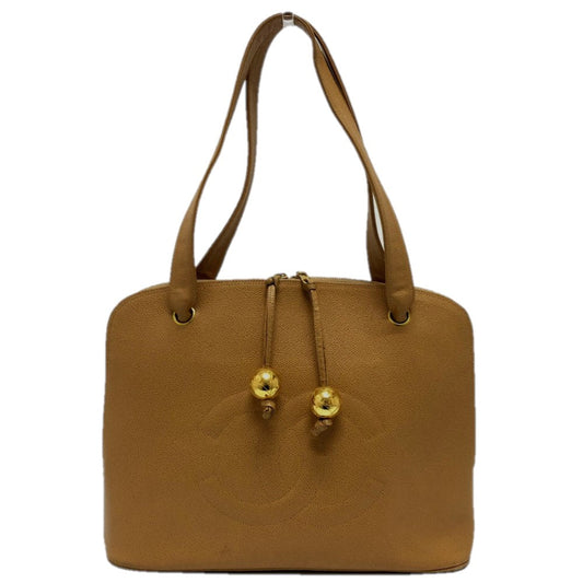 CHANEL Tote Bag Caviar skin beige Coco ball COCO Mark Women