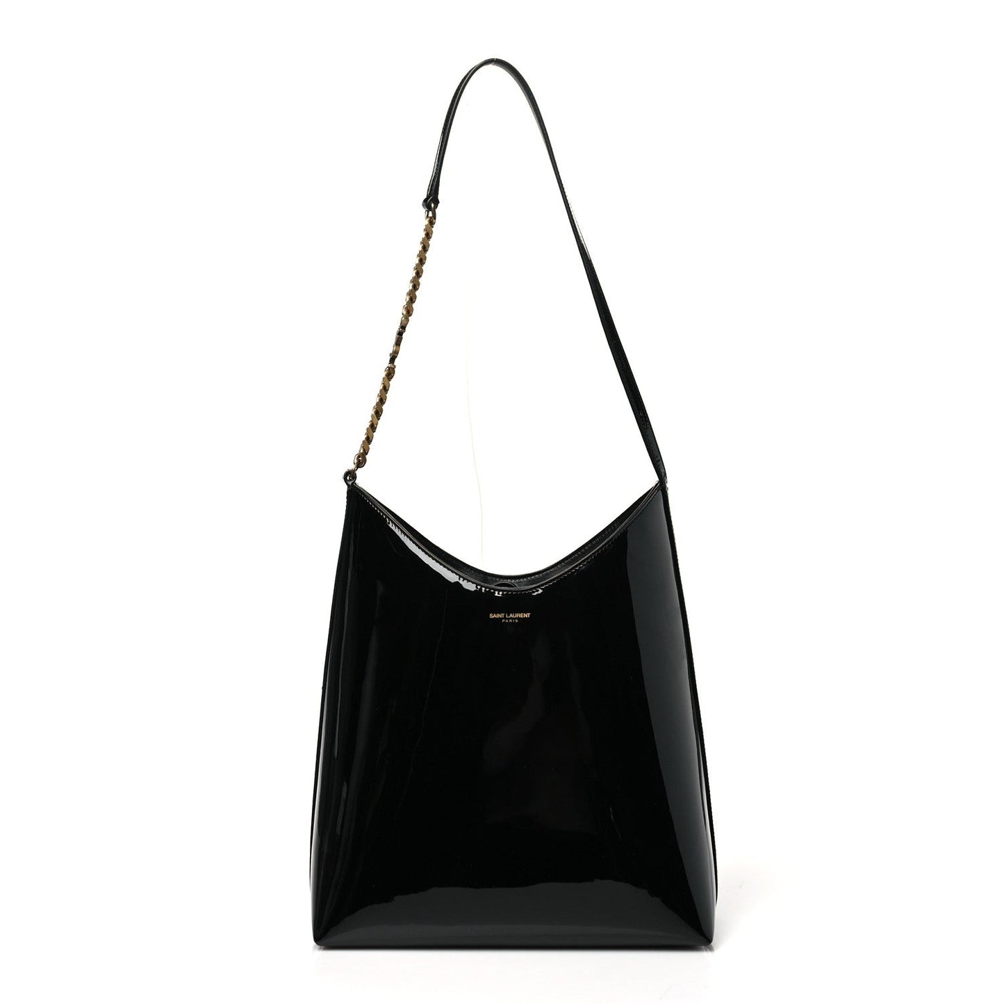 Saint Laurent Patent Calfskin Rendez-Vous Hobo Black