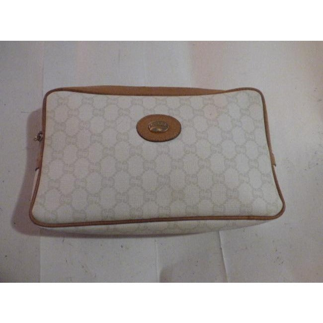 Gucci Vintage Purses Tan Gg Canvas Clutch