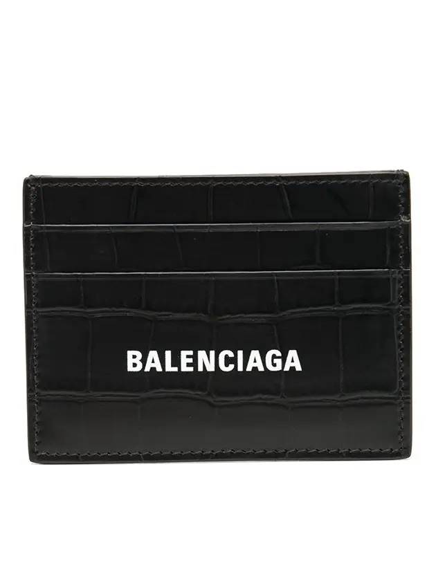 Luxury Balenciaga Trending 2026 Crocodile Logo Card Wallet Black
