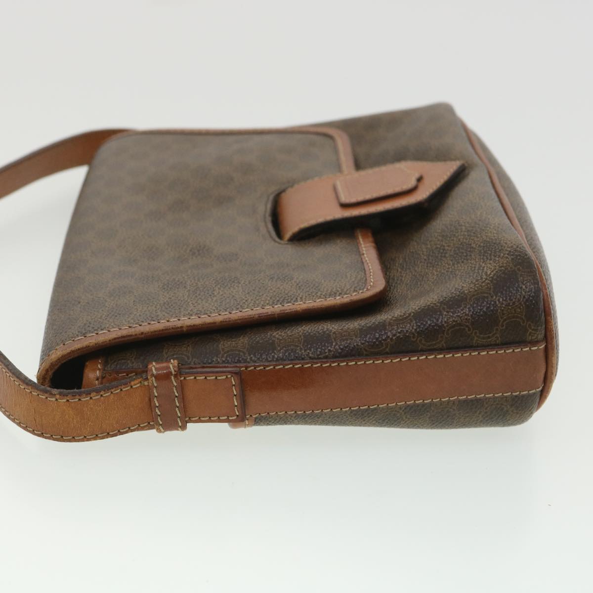 Luxury CELINE Macadam Canvas Shoulder Bag PVC Leather Brown  34058