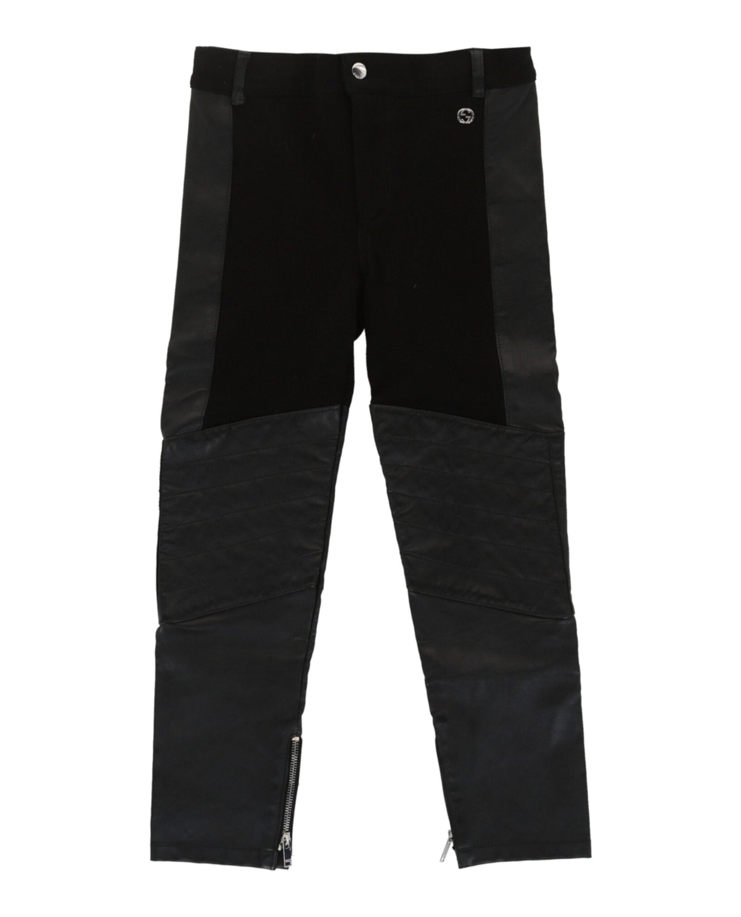 Gucci Boys Faux Leather Mixed Media Pants