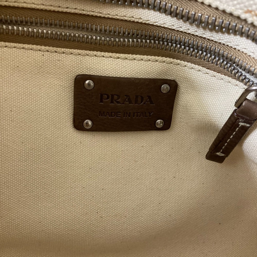 Prada Official Name Canvas×Ostrich Leather Big Tote Bag