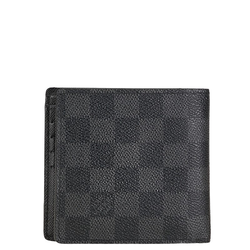 Louis Vuitton Damier Graphite Portefolio Marco Double Fold Wallet N62664 Black PVC Leather  Louis Vuitton