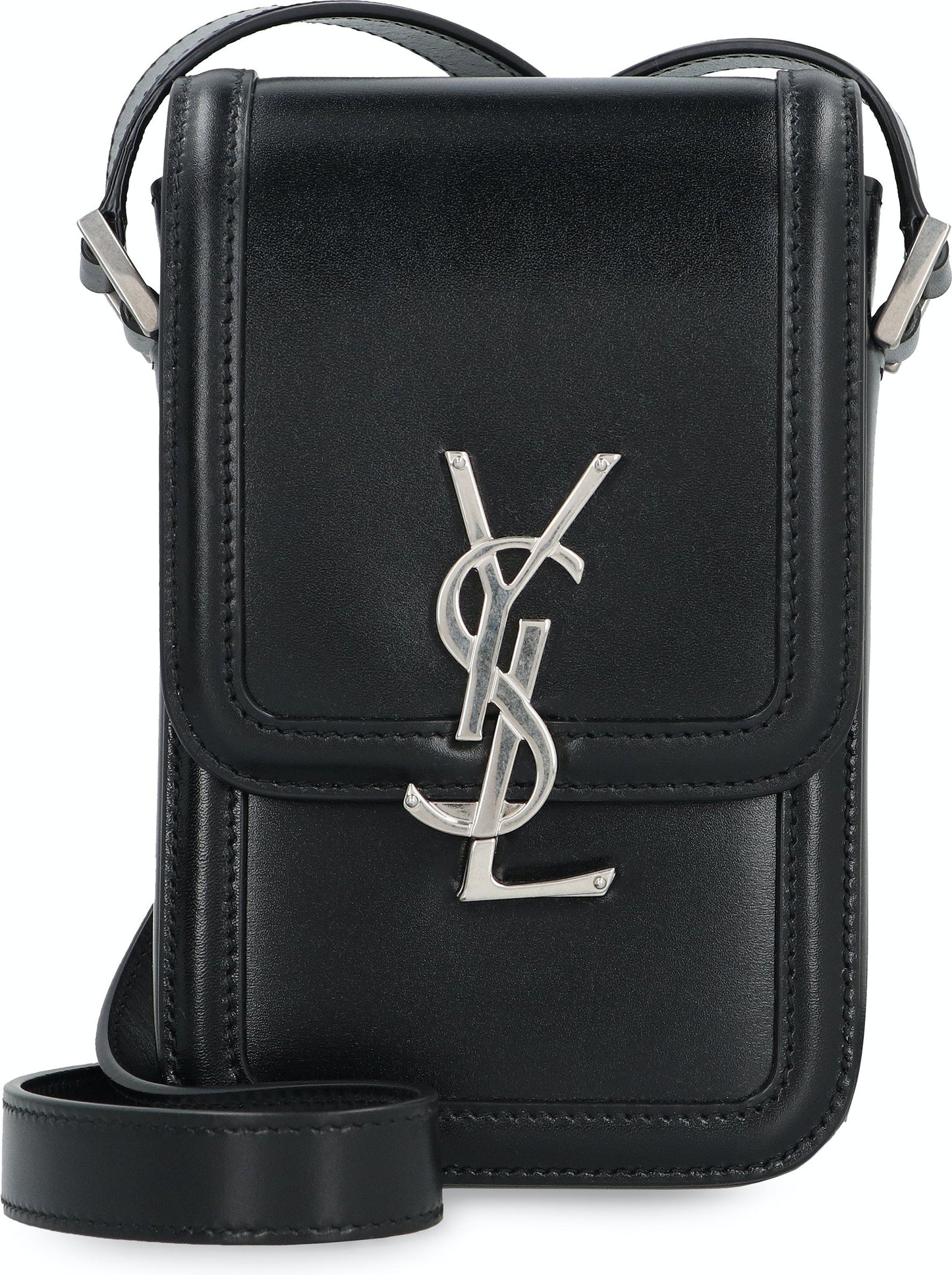 Luxury Saint Laurent Trending 2025 Men's Solferino Leather Mini Crossbody Bag in Black | 7539630SX0E Color 1000