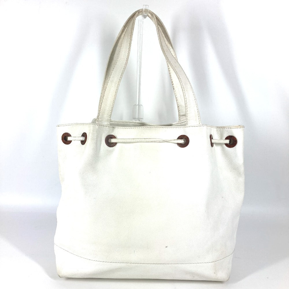 CHANEL Shoulder Bag Caviar skin white vintage CC COCO Mark logo drawstring bag Women