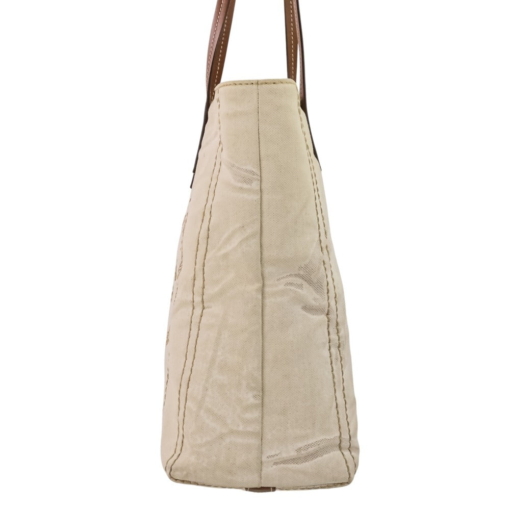 Prada MISTOLINO VITELLO Linen Blend Leather Tote Bag