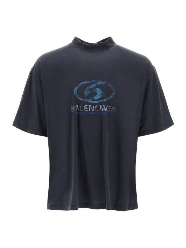 Luxury Balenciaga Trending 2026 Surfer Medium Fit Short Sleeve T-Shirt Navy