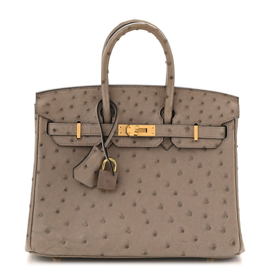 Hermes Ostrich Birkin 25 Gris Tourterelle