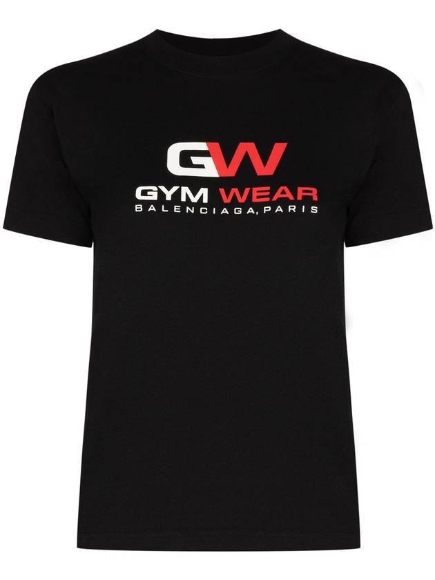 Luxury Balenciaga Trending 2026 Gymwear Logo Cotton Short Sleeve T-Shirt Black