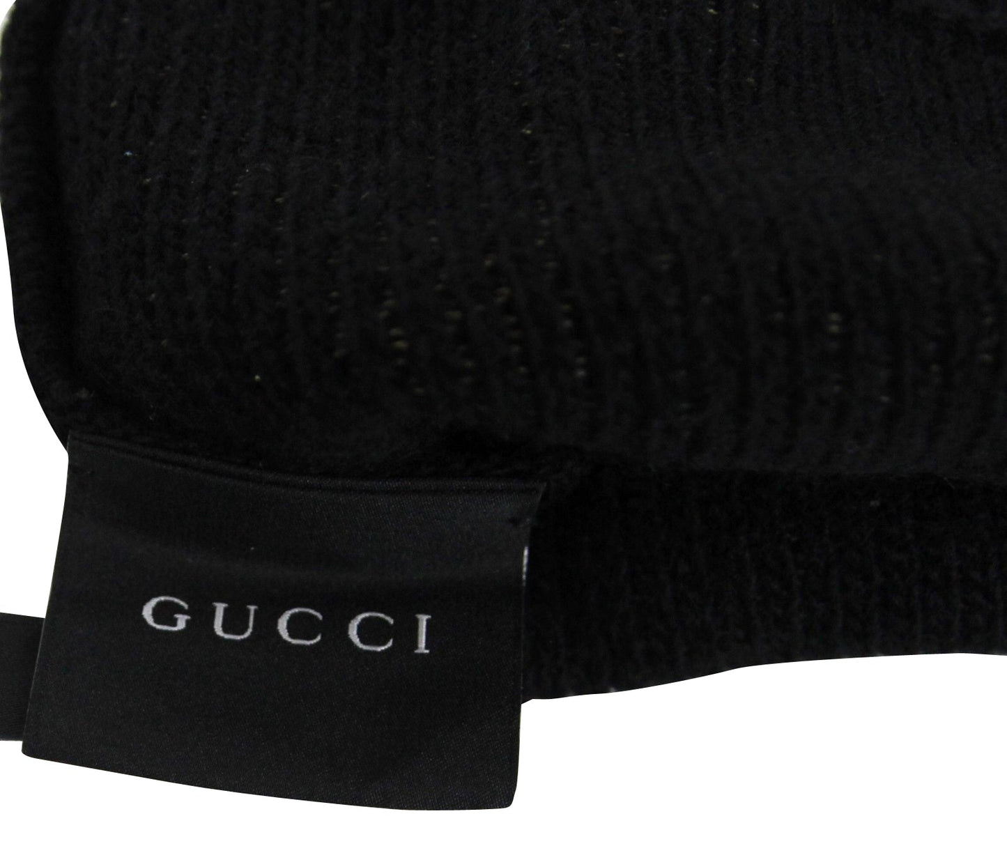 Gucci Unisex Black / Beige Wool Cashmere Cotton Knit Beanie Hat With Logo 352350 1079