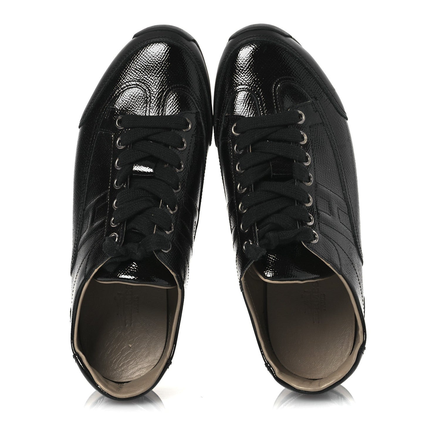 Hermes Patent Epsom Calfskin Trail Sneakers 37 Black