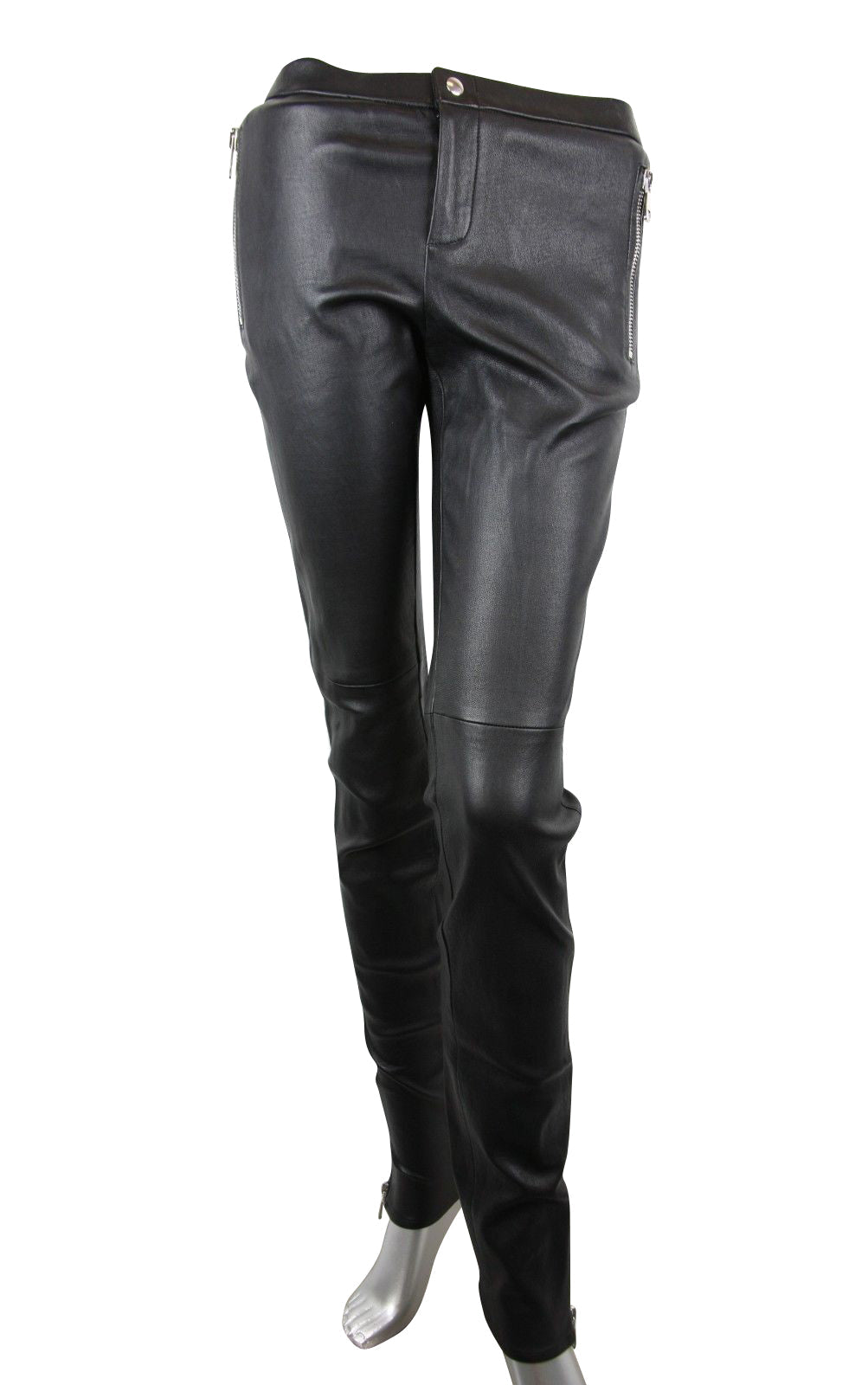 Gucci Women's Leggings Black Lamb Leather Stretch Pants
