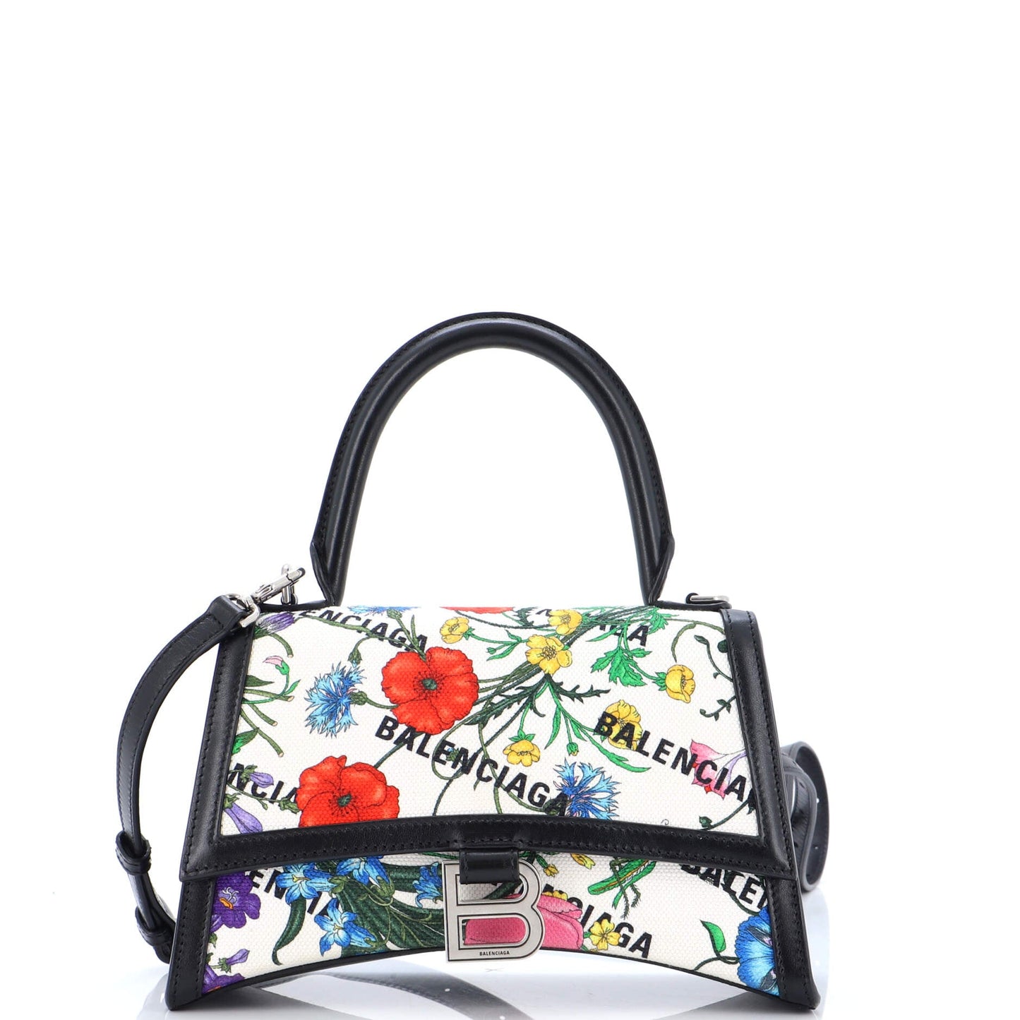 Gucci x Luxury Balenciaga Trending 2026 The Hacker Project Hourglass Top Handle Bag Flora Canvas Small