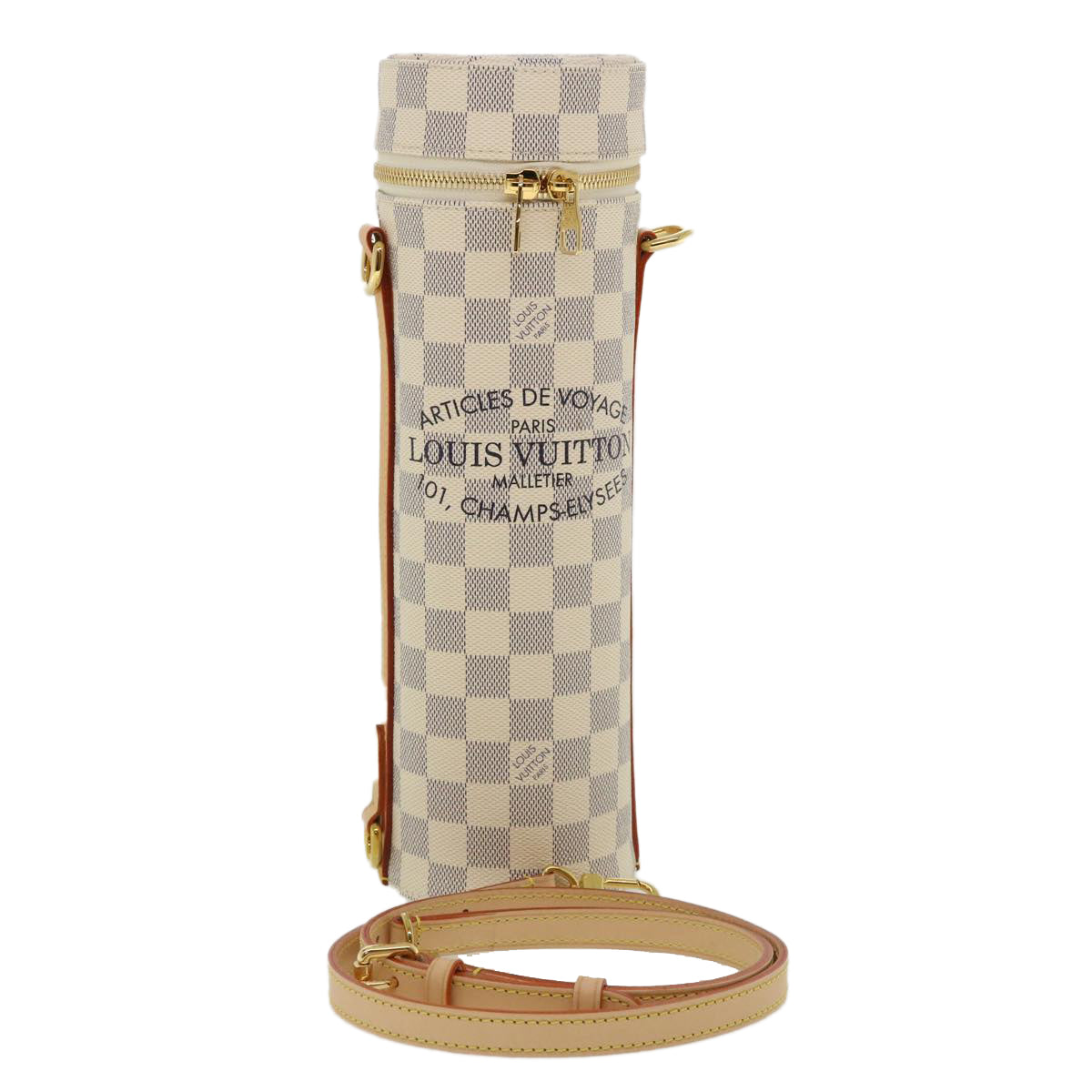 LOUIS VUITTON Damier Azur Porte Buteil Bottle Shoulder Bag GI0373 LV Auth 35906A