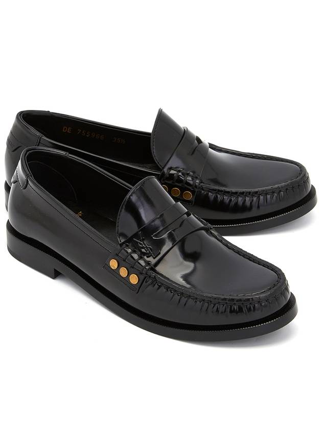 Luxury Saint Laurent Trending 2025 Monogram Penny Leather Loafer Black