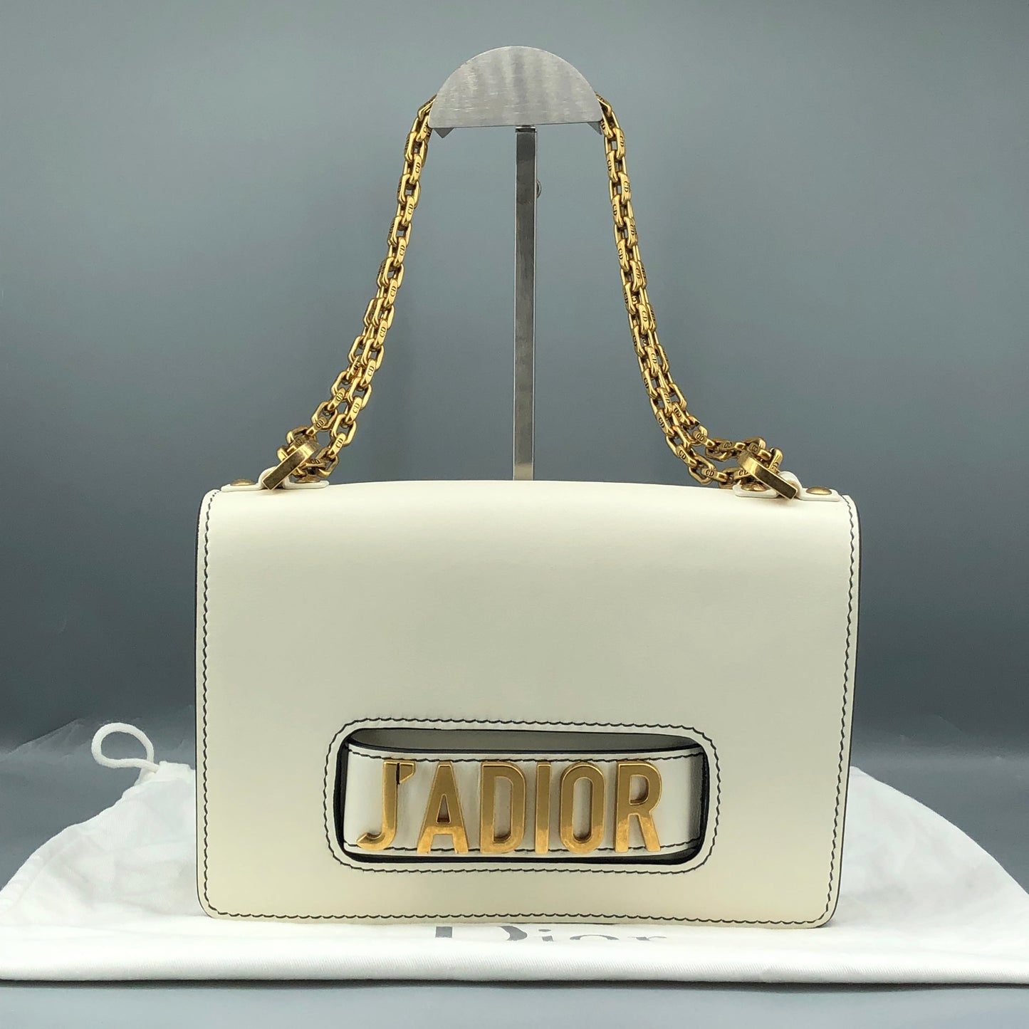 Christian Dior White Smooth Leather J'ADIOR Flap Chain Shoulder Bag