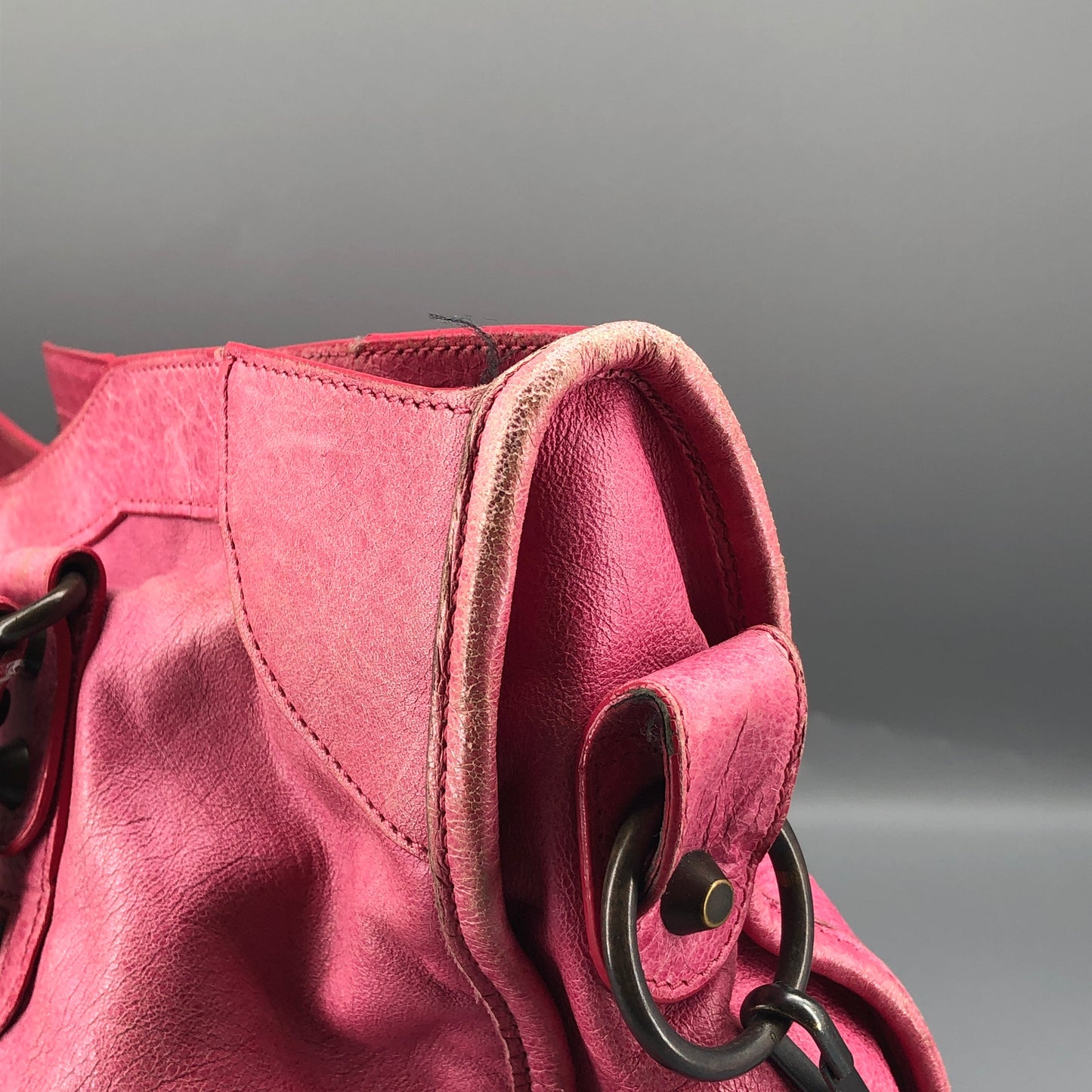 Balenciaga Pink Distressed Leather City Handbag Shoulder Bag