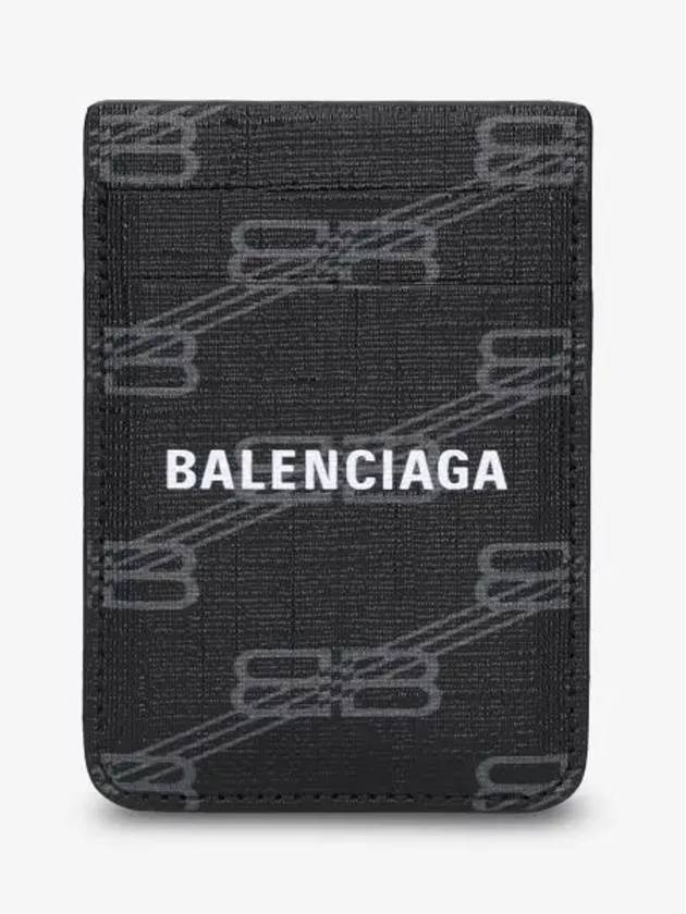 Luxury Balenciaga Trending 2026 Signature Magnet Card Wallet Black