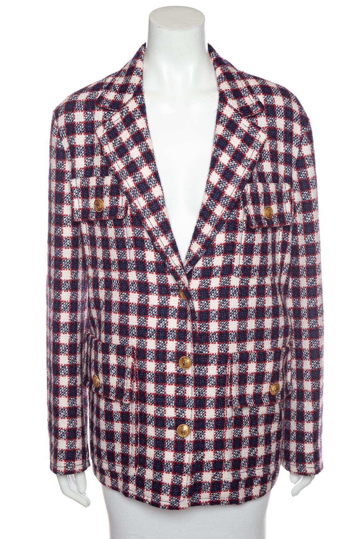 Gucci Navy and Multi Plaid Jacket SZ 40
