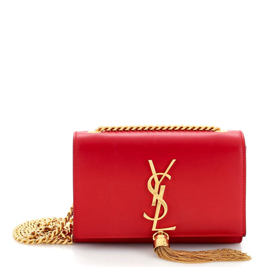 Luxury Saint Laurent Trending 2025 Classic Monogram Tassel Crossbody Bag Leather Small