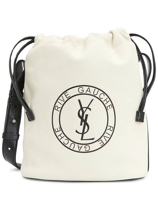 Luxury Saint Laurent Trending 2025 Rive Gauche Laced Leather Bucket Bag Cream