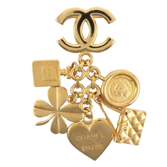 Chanel Gold Plated Heart Clover Brooch Classic Flap Tote