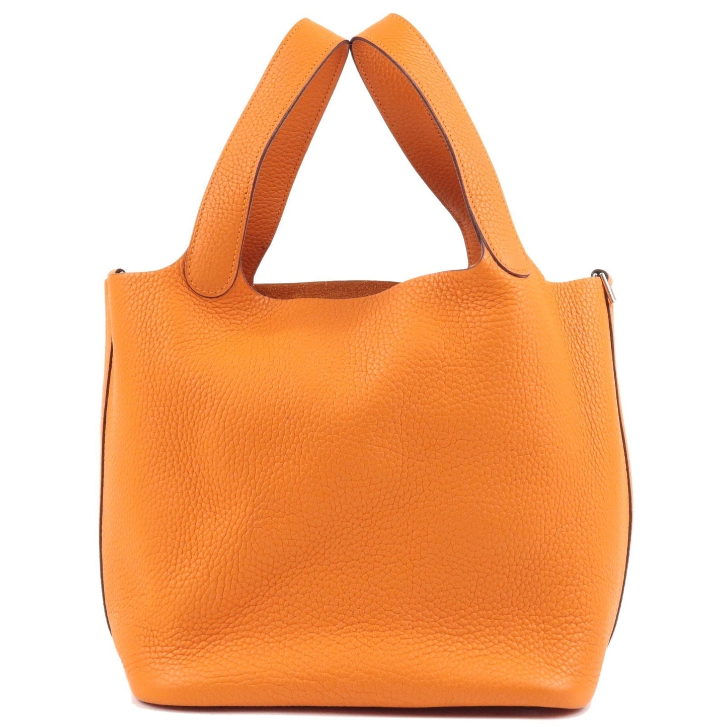 Luxury Hermes Taurillon Clemence Picotin MM Hand Bag H Stamped Orange