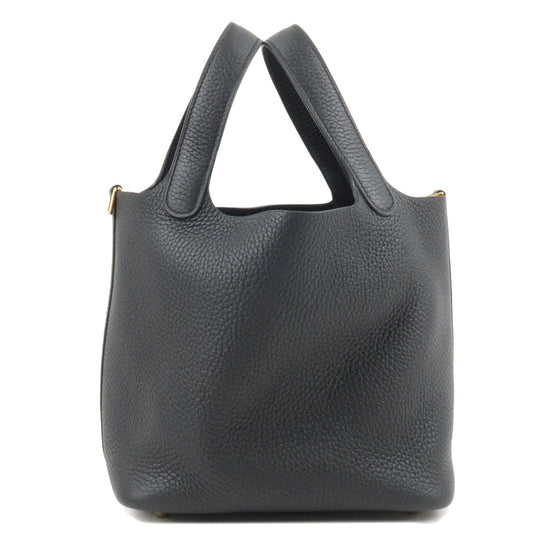 Luxury Hermes Taurillon Clemence Picotin Lock PM Hand Bag Black