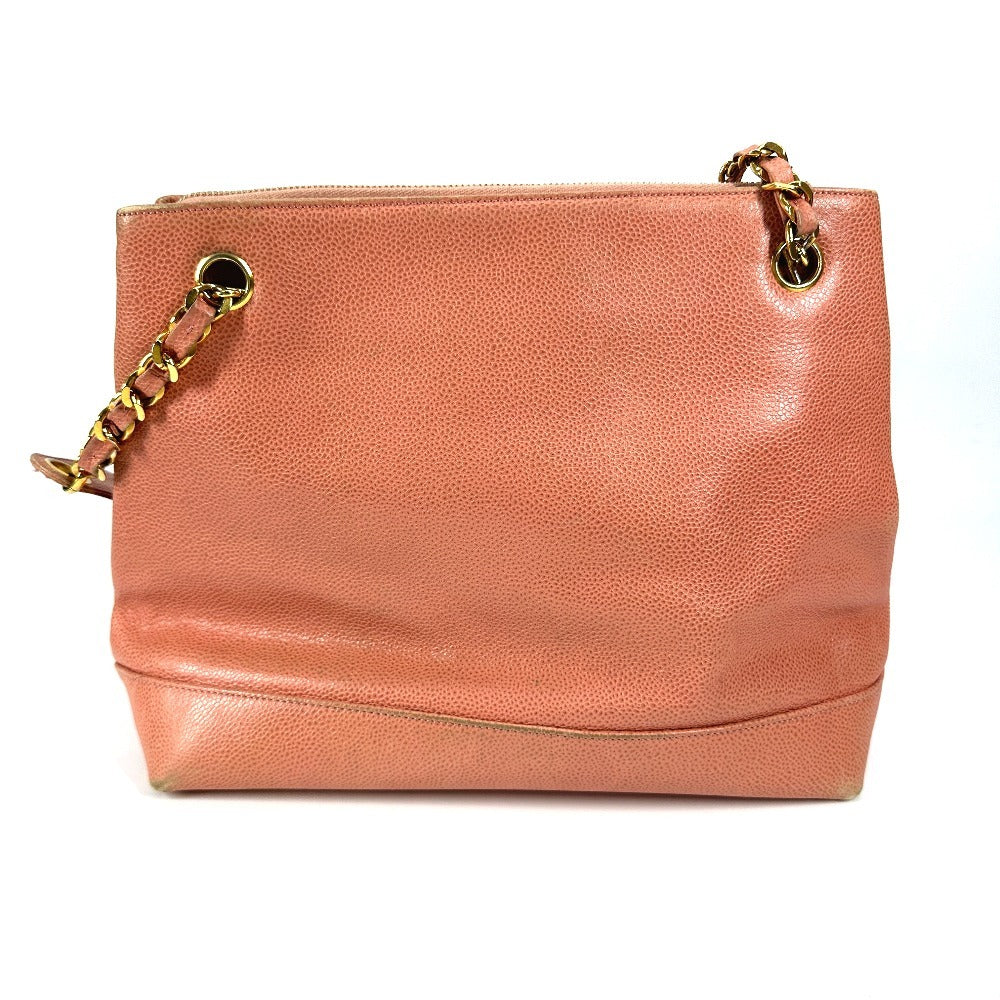 CHANEL Shoulder Bag Caviar skin pink vintage CC COCO Mark WChain logo Women