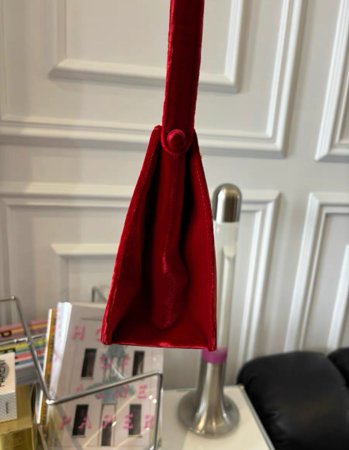 Chanel Rare  Classic Velvet Red Kelly Bag Gold Plated Hardware