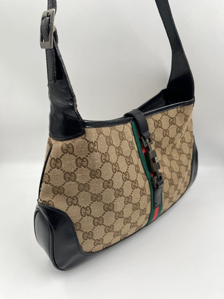 Gucci Jackie Leather Canvas Shoulder Bag Style 5