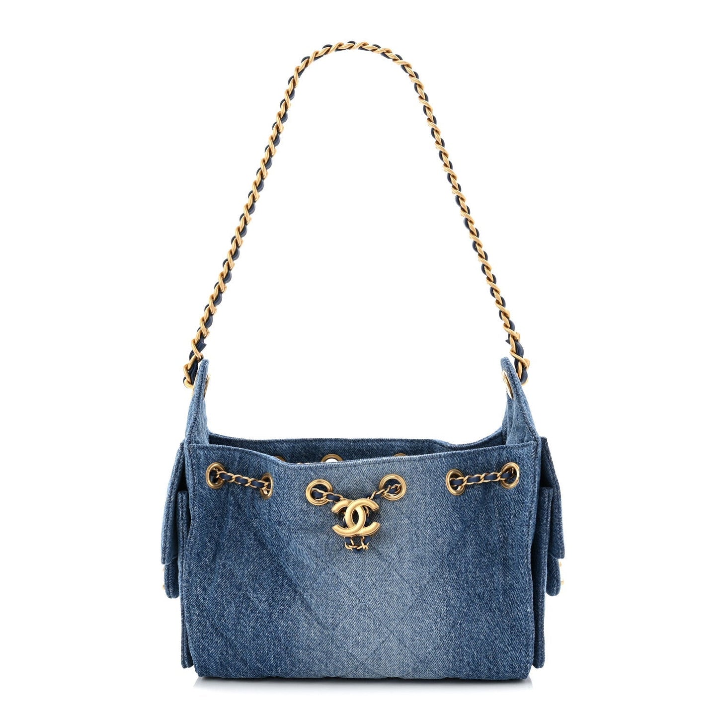 Washed Quilted Mini Chanel 25 Handbag Blue