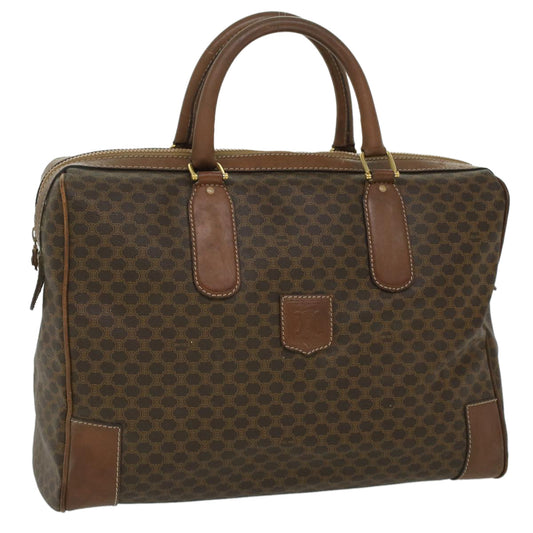 Luxury CELINE Macadam Canvas Boston Bag PVC Leather Brown 36617