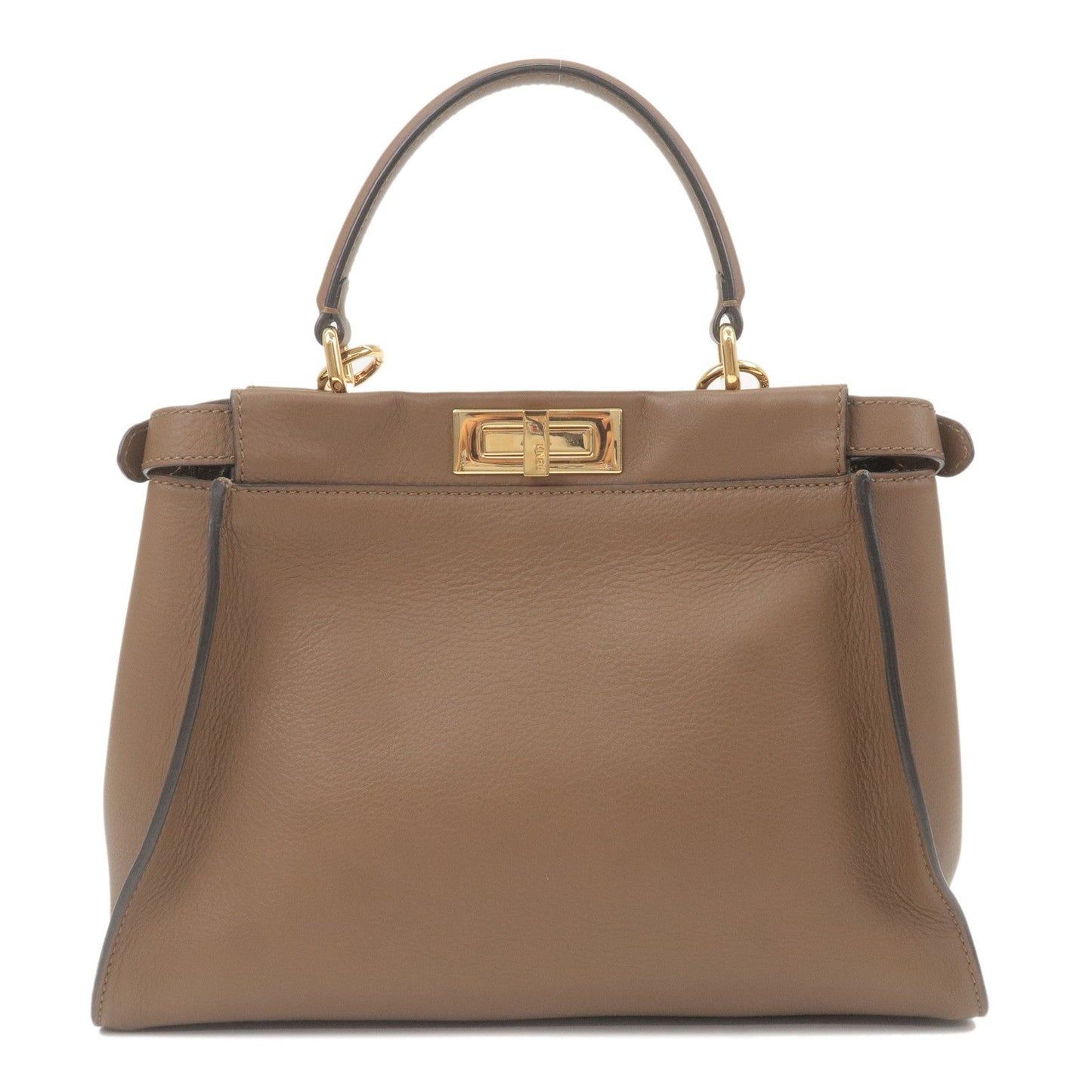 FENDI Peekaboo Regular Leather 2Way Bag Brown 8N290