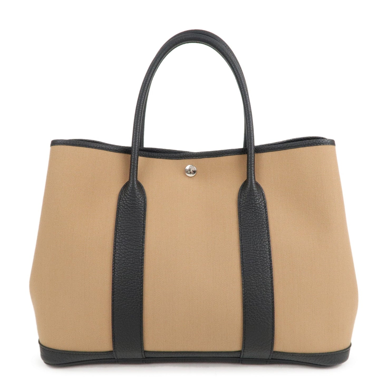 Luxury Hermes Toile Militaire Negonda Garden Party Bag Brown Black