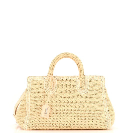 Luxury Saint Laurent Trending 2025 Rive Gauche Cabas Woven Raffia Small
