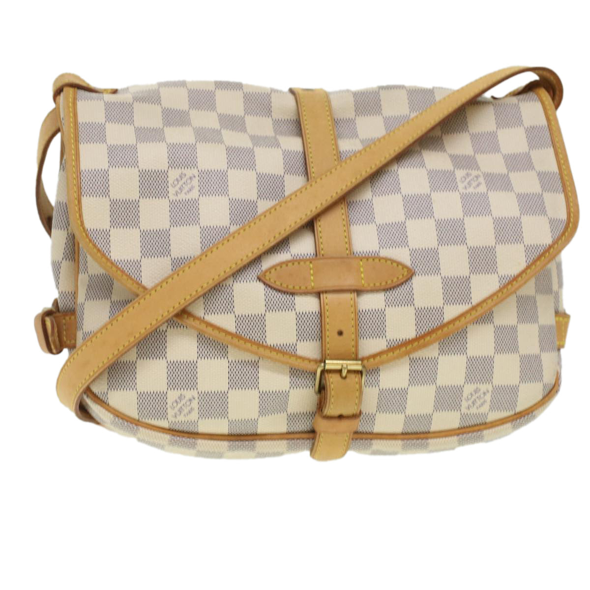 LOUIS VUITTON Damier Azur Saumur 30 Shoulder Bag N48202 LV Auth 37002