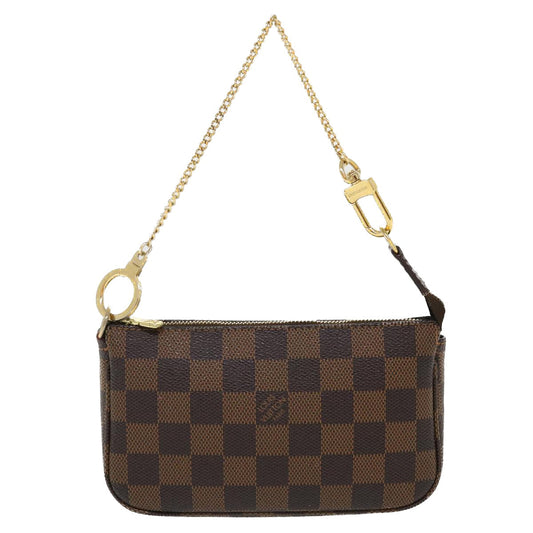LOUIS VUITTON Damier Ebene Mini Pochette Accessoires Pouch N58009 LV Auth 37042