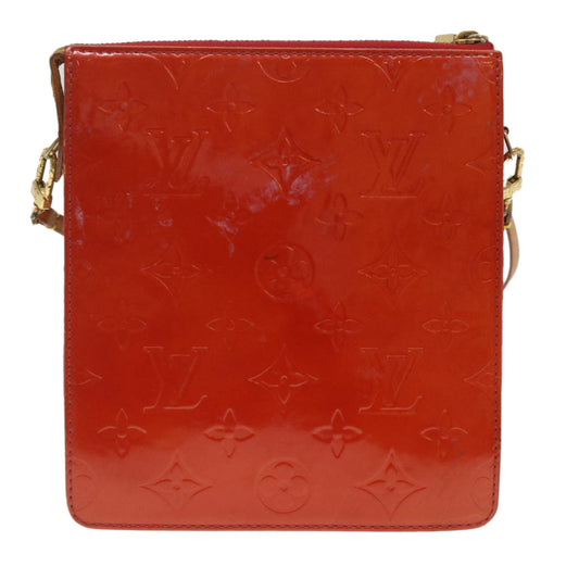 LOUIS VUITTON Monogram Vernis Motto Accessory Pouch Red LV Auth Clutch