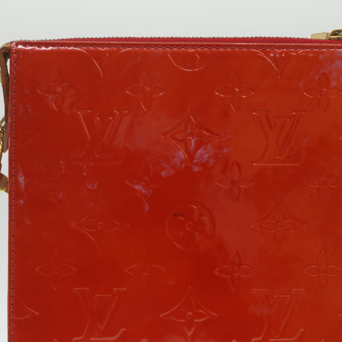 LOUIS VUITTON Monogram Vernis Motto Accessory Pouch Red LV Auth Clutch