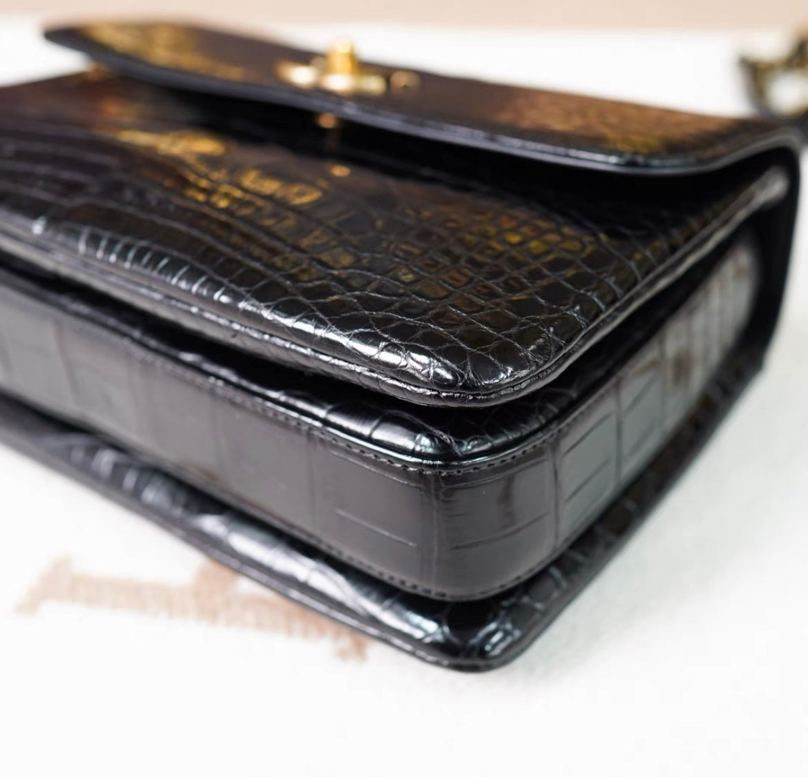 Chanel Black Exotic Croccodile Leather  Flap Bag