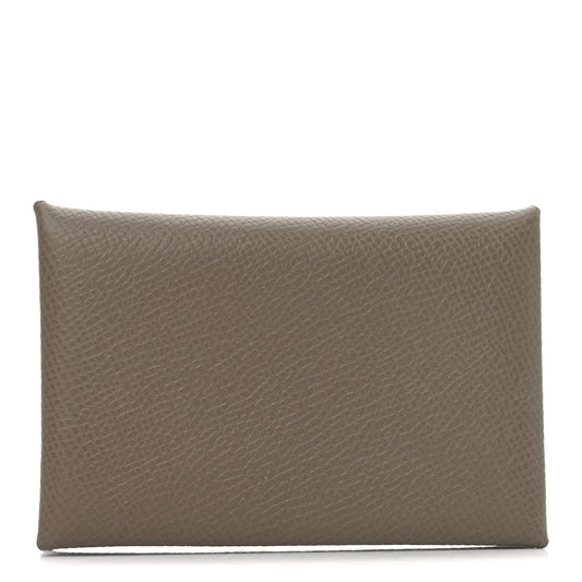 Hermes Epsom Horseshoe Calvi Card Case Etoupe Gris Misty