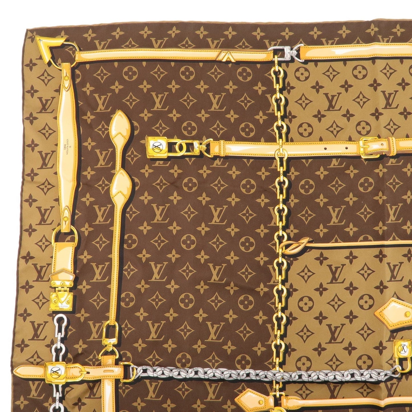 Louis Vuitton Monogram Confidential Carre Silk Scarf Brown M78666