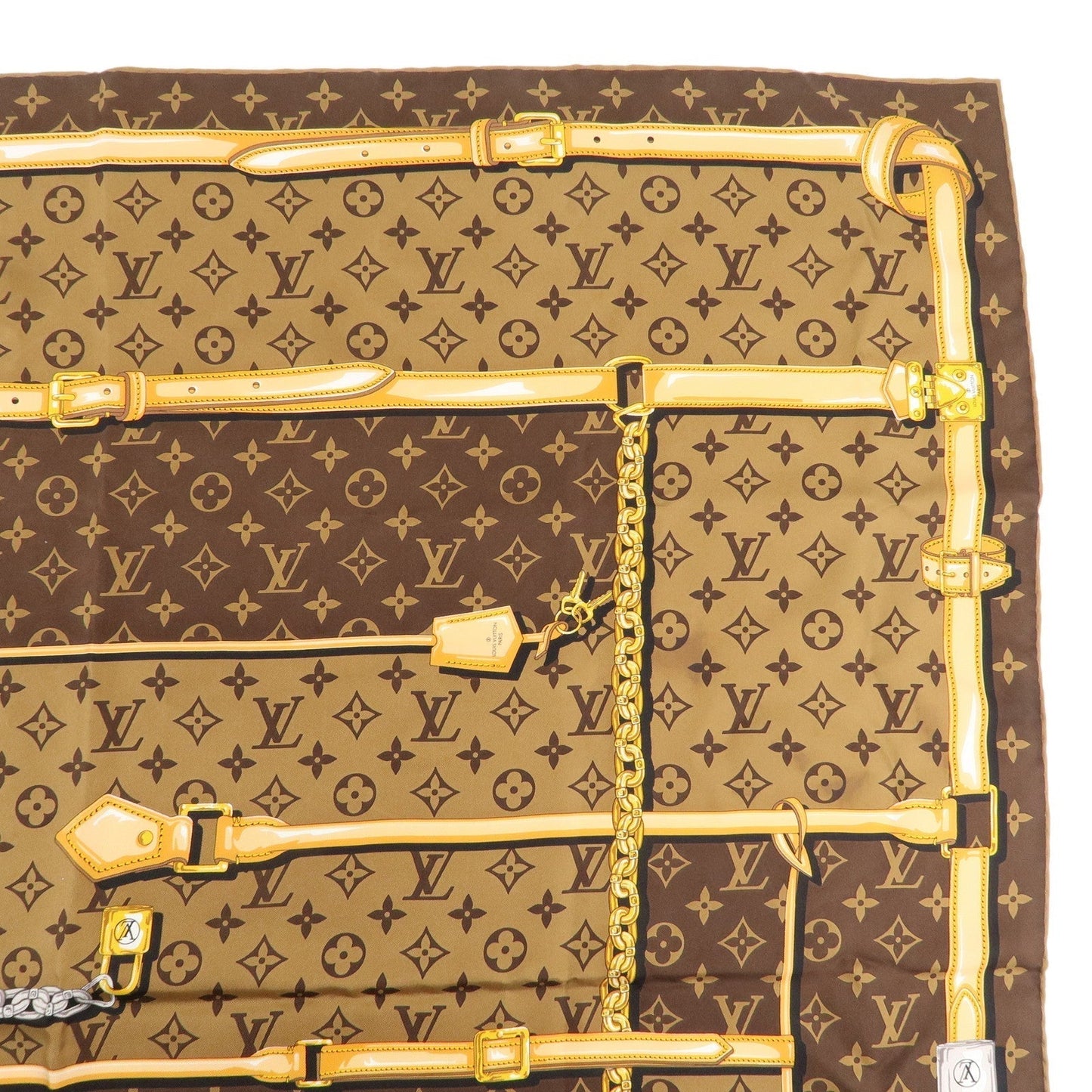 Louis Vuitton Monogram Confidential Carre Silk Scarf Brown M78666