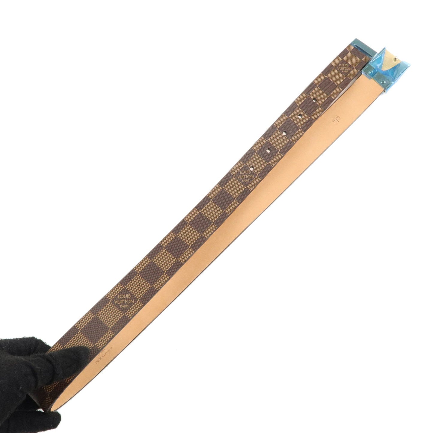 Louis Vuitton Damier Ebene Saint Tulle Carre Belt Brown M6802
