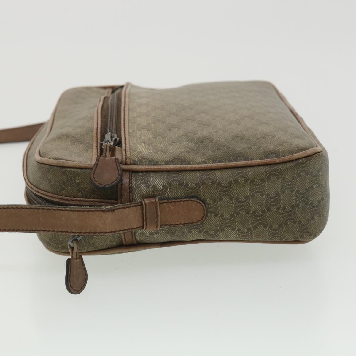 Luxury CELINE Macadam Canvas Shoulder Bag PVC Leather Beige  37414