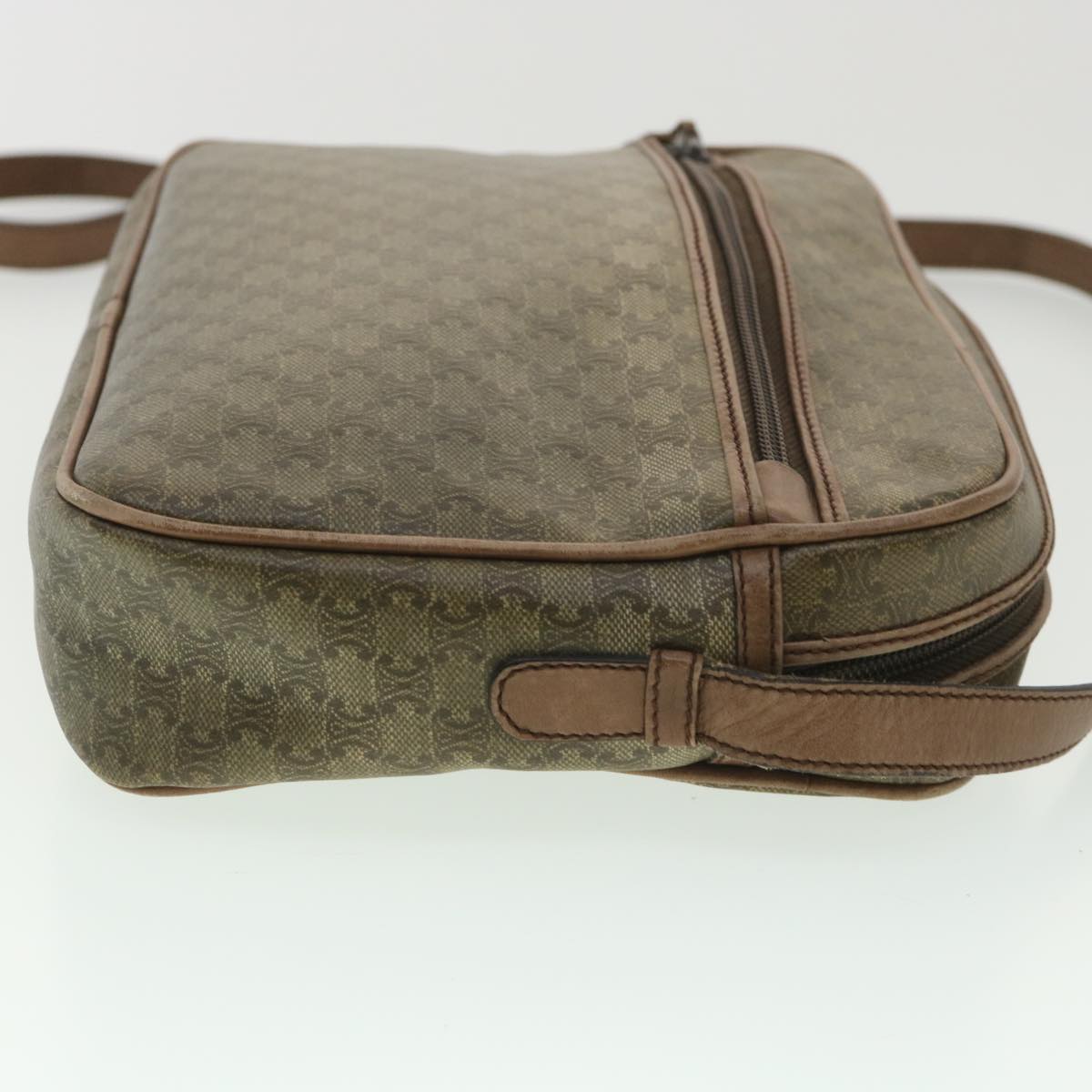 Luxury CELINE Macadam Canvas Shoulder Bag PVC Leather Beige  37414