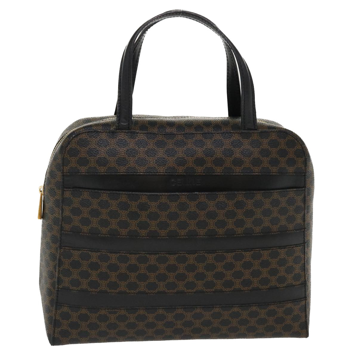 Luxury CELINE Macadam Canvas Hand Bag PVC Leather Black  37689